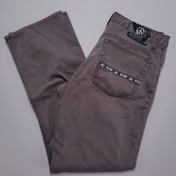 Moschino Jeans Uomo Peace Sign Logo Pocket Denim Brown